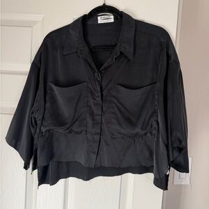 One Teaspoon black short sleeve button up with rough trim edge. Never worn,large